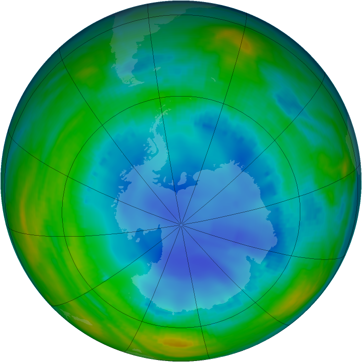Antarctic ozone map for 03 August 1999